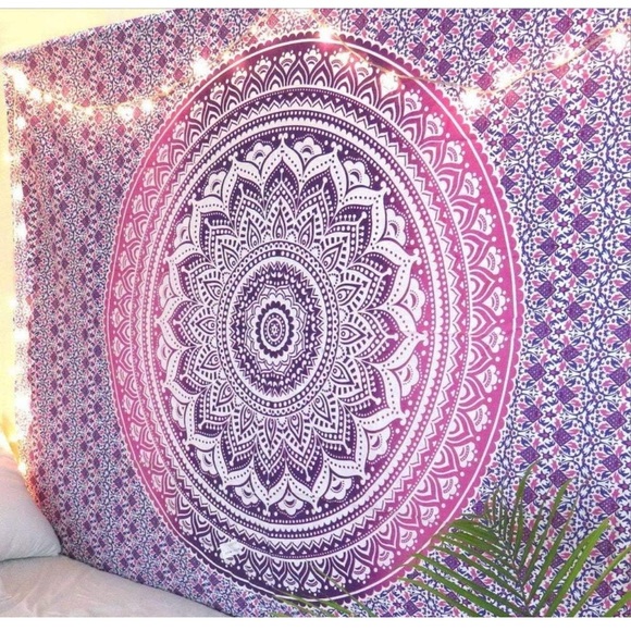 Pink Ombre Mandala Tapestry Hippie Cotton - Picture 2 of 7